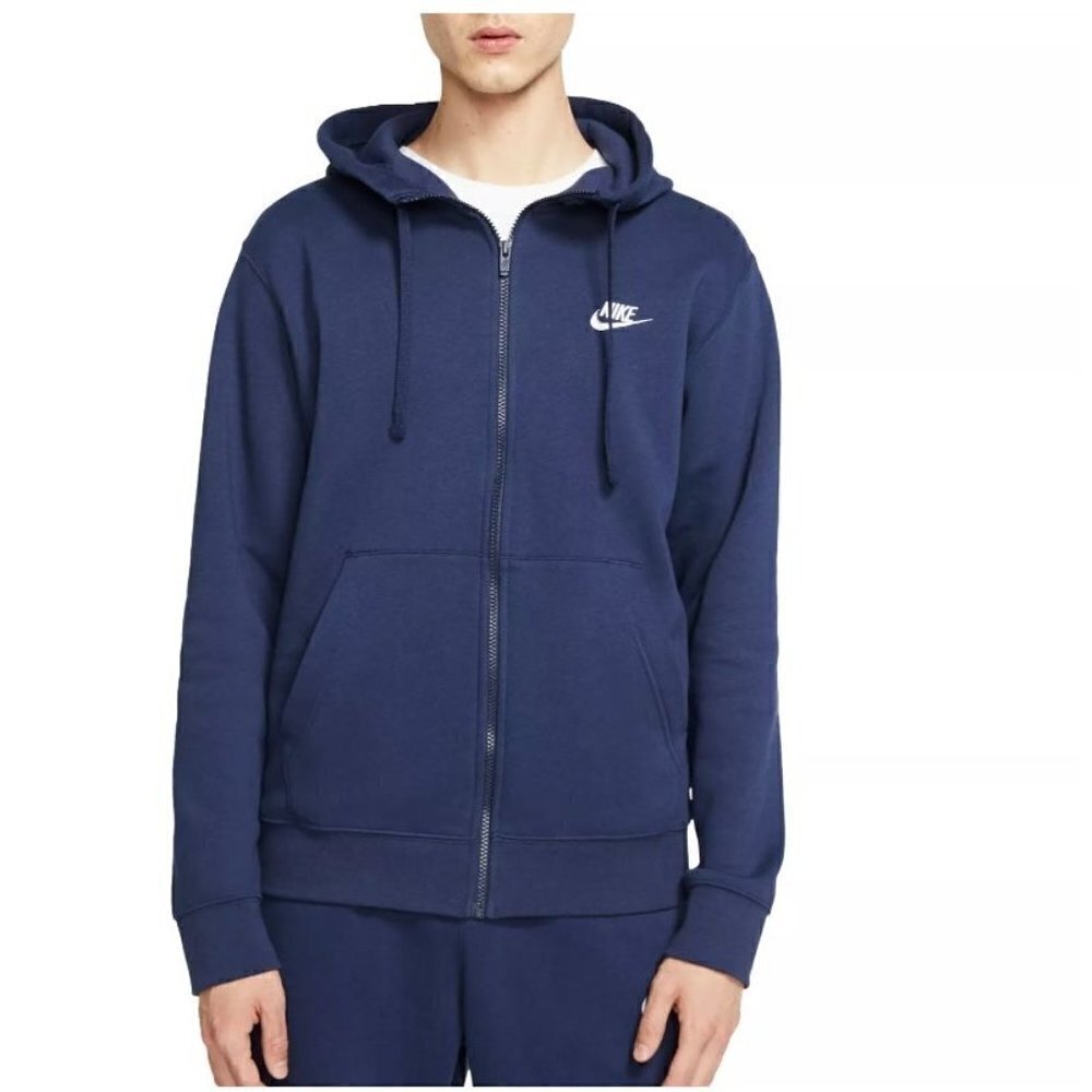 Nike Men's Sportswear Club Fleece Full-Zip Hoodie in Midnight Navy Size L